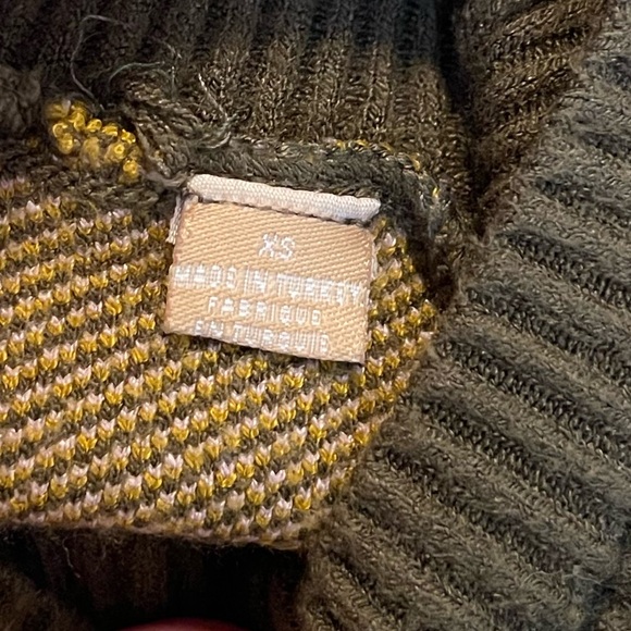 Anthropologie Knitted & Knotted Moss Green Bold Floral Print Bell Sleeve Sweater - Picture 5 of 6